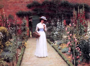 Lady in a Garden by Edmund Blair Leighton Oil Painting Reproduction