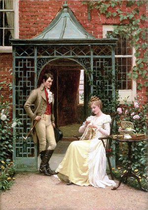 Main Product Photo of On the Threshold Painting by Edmund Blair Leighton