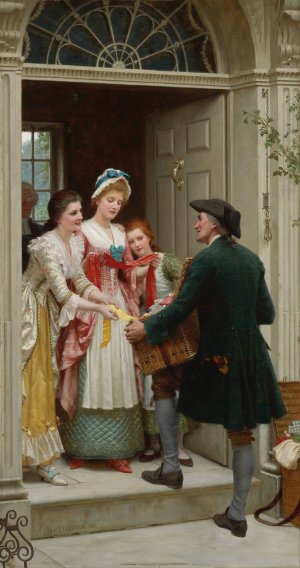 Main Product Photo of Ribbons And Laces For Very Pretty Faces Painting by Edmund Blair Leighton