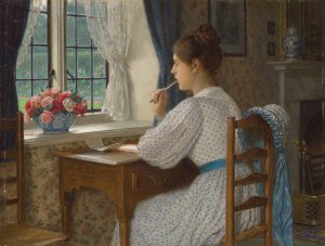 Main Product Photo of Straying Thoughts Painting by Edmund Blair Leighton