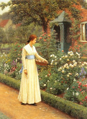 Main Product Photo of Summer Roses Painting by Edmund Blair Leighton