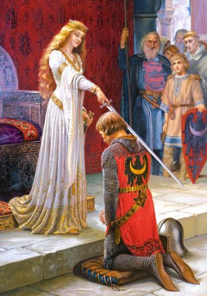 Main Product Photo of The Accolade Detail II Painting by Edmund Blair Leighton
