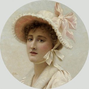 Main Product Photo of The Pink Bonnet Painting by Edmund Blair Leighton