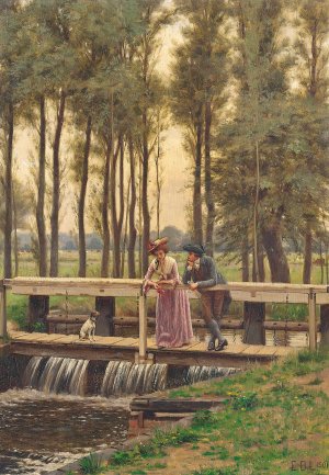 Main Product Photo of The Trysting Place Painting by Edmund Blair Leighton